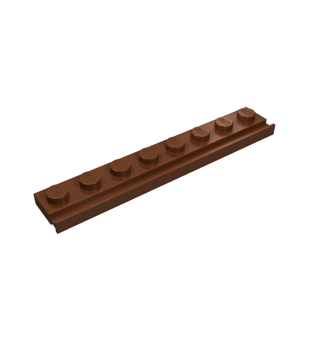 LEGO - Plaat, gemodificeerd 1 x 8 met deurrail - Reddish Brown | N