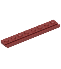 LEGO - Plaat, gemodificeerd 1 x 8 met deurrail - Dark Red | N - Thumbnail