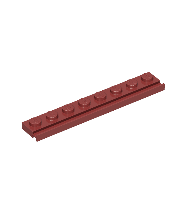 LEGO - Plaat, gemodificeerd 1 x 8 met deurrail - Dark Red | N