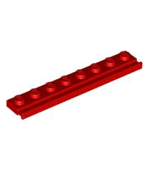 LEGO - Plaat, gemodificeerd 1 x 8 met deurrail - Red | N - Thumbnail