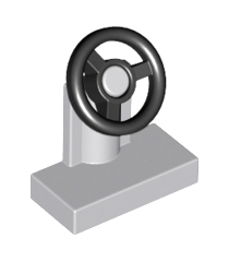 LEGO - Voertuig, stuurkolom 1 x 2 met zwart stuurwiel - Light Bluish Gray | N - Thumbnail