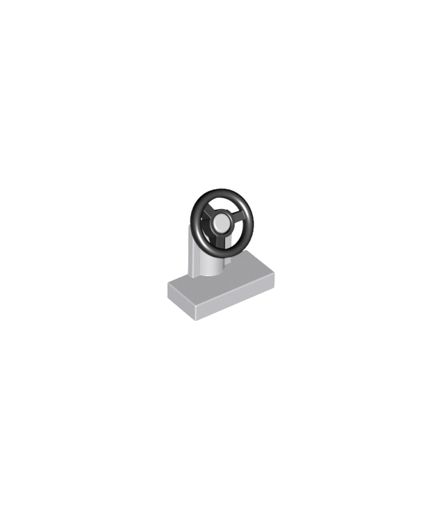 LEGO - Voertuig, stuurkolom 1 x 2 met zwart stuurwiel - Light Bluish Gray | N