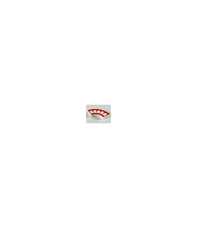 LEGO - Tegel, ronde hoek 2 x 2 macaroni met rode mond en 5 witte tanden - White | N