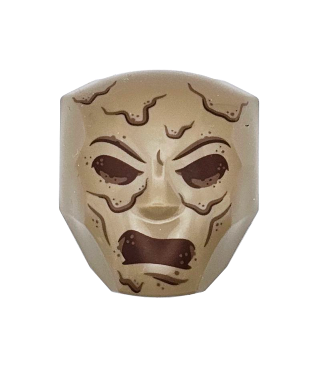 LEGO - Groot figuurgezicht met wenkbrauw- en neusdetail, bevestiging 2 x 2 rond met roodbruine ogen, open mond en lijnpatroon (Sandman) - Dark Tan | N