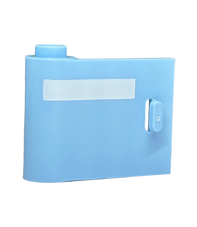 LEGO - Deur 1 x 3 x 2 links - open tussen boven- en onderscharnier met horizontale witte streep - Bright Light Blue | N
