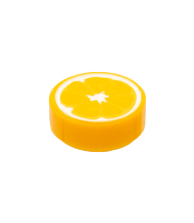 LEGO - Tegel, rond 1 x 1 met sinaasappelschijf-patroon - Bright Light Orange | N