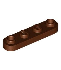 LEGO - Plaat, rond 1 x 4 met 2 open noppen - Reddish Brown | N - Thumbnail