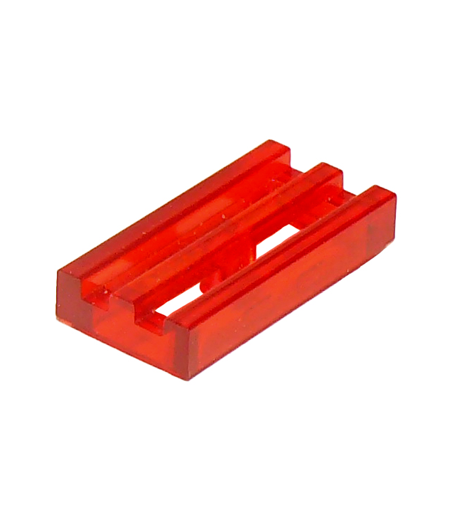 LEGO - Tegel, gemodificeerd 1 x 2 rooster met onder een groef / rand - Trans-Red | N