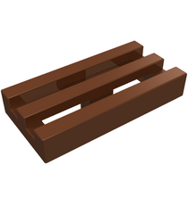LEGO - Tegel, gemodificeerd 1 x 2 rooster met onder een groef / rand - Reddish Brown | N - Thumbnail
