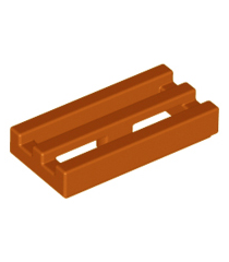 LEGO - Tegel, gemodificeerd 1 x 2 rooster met onder een groef / rand - Dark Orange | N - Thumbnail