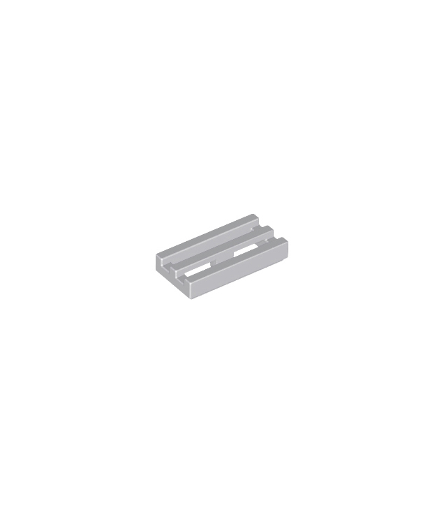 LEGO - Tegel, gemodificeerd 1 x 2 rooster met onder een groef / rand - Light Bluish Gray | N