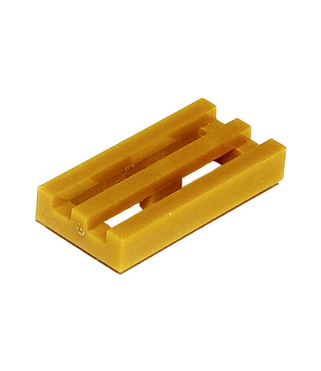 LEGO - Tegel, gemodificeerd 1 x 2 rooster met onder een groef / rand - Pearl Gold | N