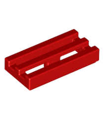 LEGO - Tegel, gemodificeerd 1 x 2 rooster met onder een groef / rand - Red | N - Thumbnail