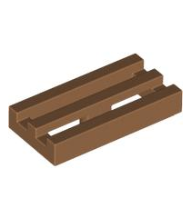 LEGO - Tegel, gemodificeerd 1 x 2 rooster met onder een groef / rand - Medium Nougat | N - Thumbnail