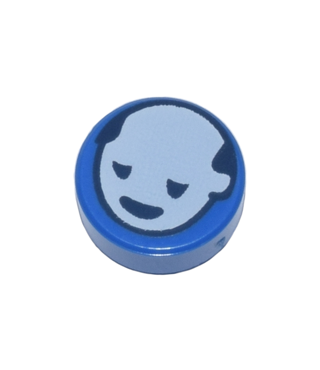 LEGO - Tegel, rond 1 x 1 met wit hoofd met donkerblauwe ogen en mondpatroon - Blue | N