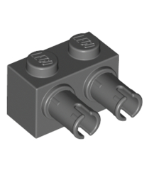 LEGO - Steen, gemodificeerd 1 x 2 met pennen - Dark Bluish Gray | N - Thumbnail