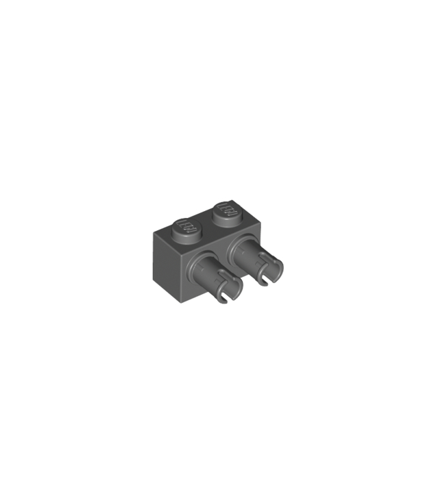 LEGO - Steen, gemodificeerd 1 x 2 met pennen - Dark Bluish Gray | N