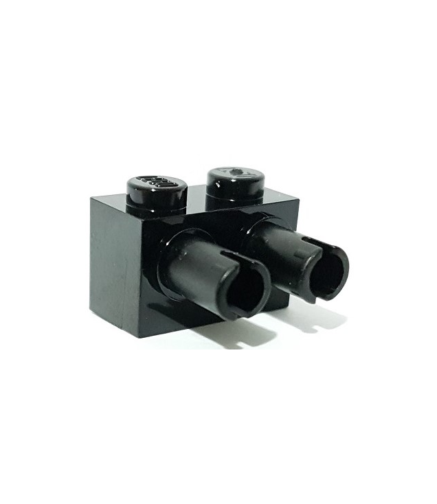 LEGO - Steen, gemodificeerd 1 x 2 met pennen - Black | N