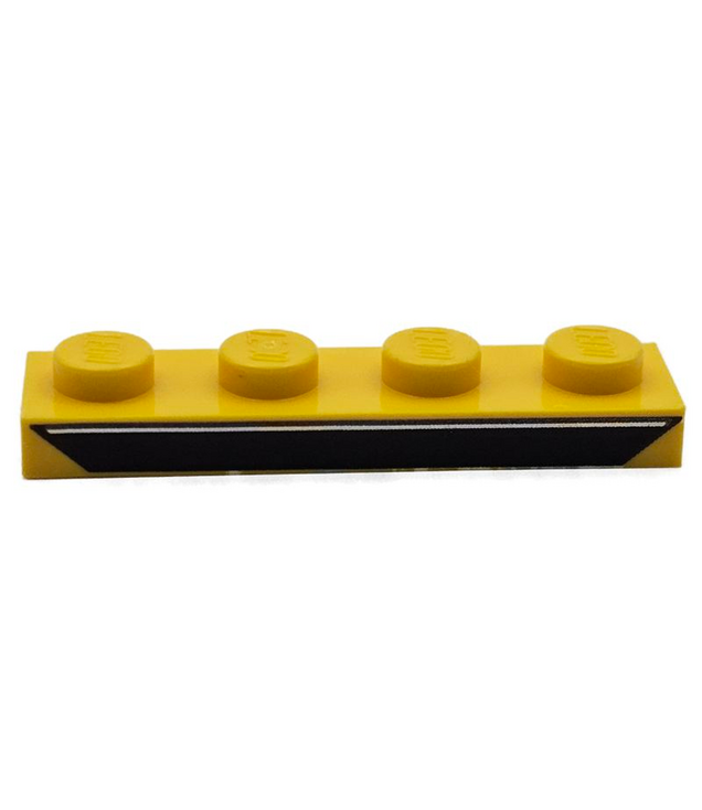 LEGO - Plaat 1 x 4 met zwart trapezium en zilveren lijnpatroon - Yellow | N