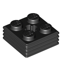 LEGO - Steen, gemodificeerd 2 x 2 x 2/3 geribbeld met as-gat - Black | N - Thumbnail