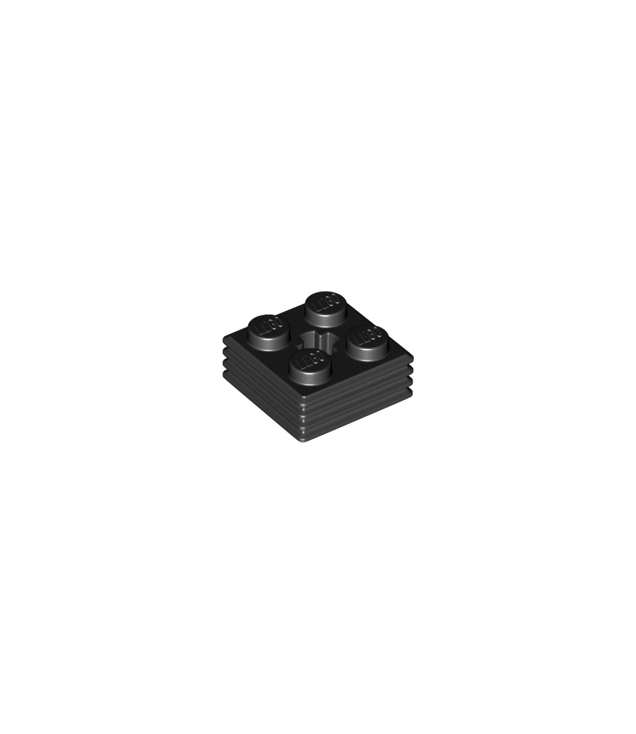 LEGO - Steen, gemodificeerd 2 x 2 x 2/3 geribbeld met as-gat - Black | N