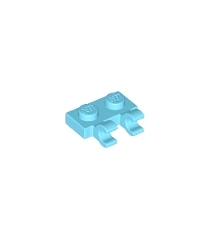 LEGO - Plaat, gemodificeerd 1 x 2 met 2 open O-clips (horizontale greep) - Medium Azure | N - Thumbnail