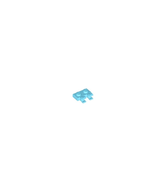 LEGO - Plaat, gemodificeerd 1 x 2 met 2 open O-clips (horizontale greep) - Medium Azure | N