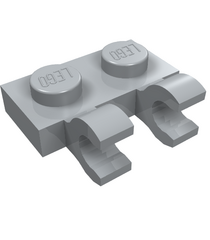 LEGO - Plaat, gemodificeerd 1 x 2 met 2 open O-clips (horizontale greep) - Light Bluish Gray | N - Thumbnail