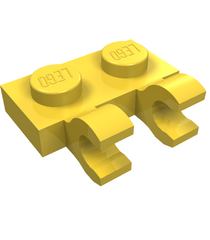 LEGO - Plaat, gemodificeerd 1 x 2 met 2 open O-clips (horizontale greep) - Yellow | N - Thumbnail