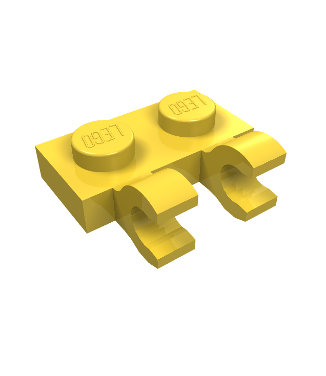 LEGO - Plaat, gemodificeerd 1 x 2 met 2 open O-clips (horizontale greep) - Yellow | N