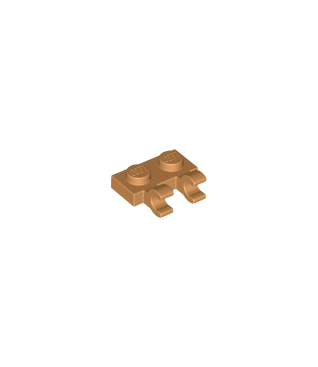 LEGO - Plaat, gemodificeerd 1 x 2 met 2 open O-clips (horizontale greep) - Medium Nougat | N