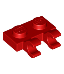 LEGO - Plaat, gemodificeerd 1 x 2 met 2 open O-clips (horizontale greep) - Red | N - Thumbnail