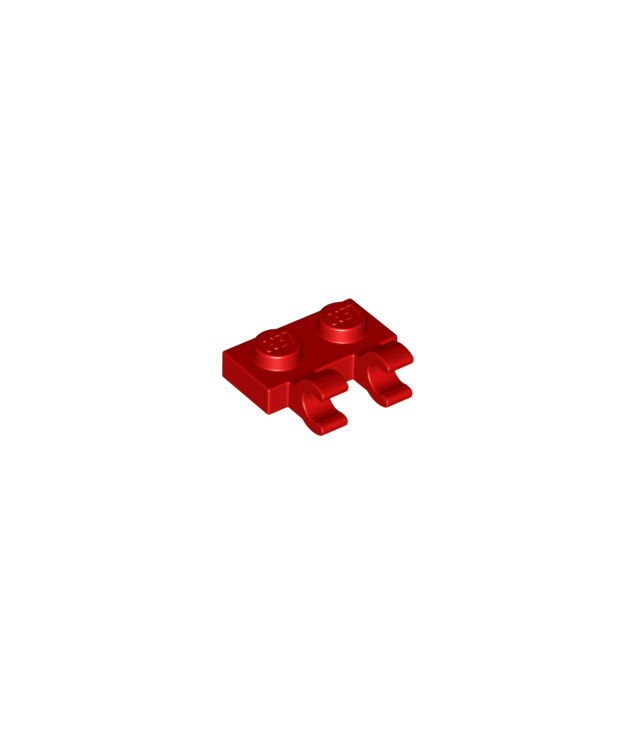 LEGO - Plaat, gemodificeerd 1 x 2 met 2 open O-clips (horizontale greep) - Red | N
