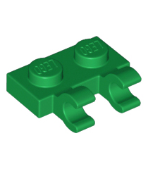 LEGO - Plaat, gemodificeerd 1 x 2 met 2 open O-clips (horizontale greep) - Green | N - Thumbnail
