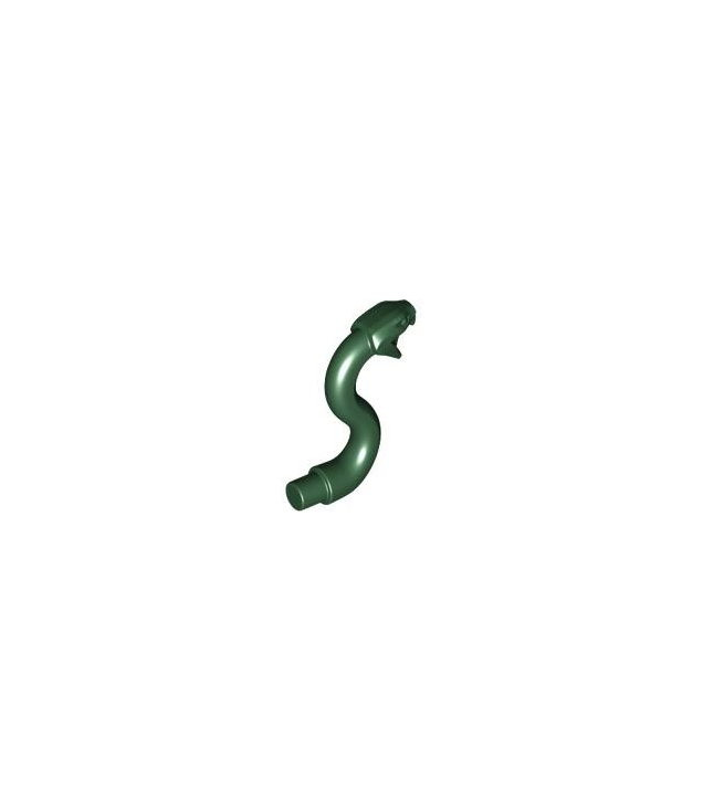 LEGO - Slangenkop met open bek, slagtanden en gebogen nek met staaf - Dark Green | N