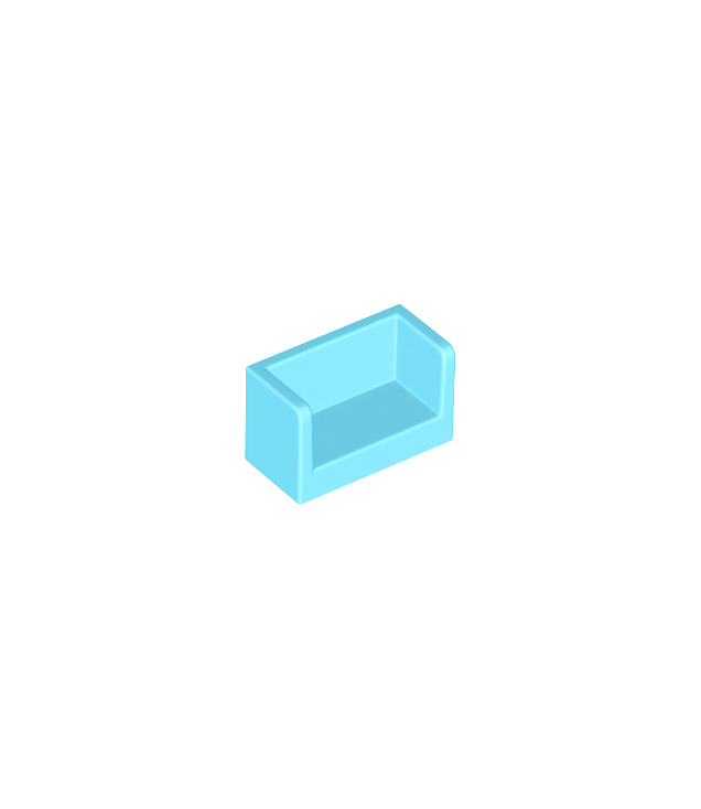 LEGO - Paneel 1 x 2 x 1 met afgeronde hoeken en 2 zijkanten - Medium Azure | N