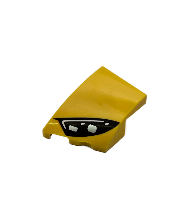 LEGO - Wig 3 x 2 links zonder noppen met zwarte Mercedes-AMG koplamp, witte strepen en 2 zilveren lampen - Yellow | N