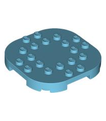 LEGO - Plaat, gemodificeerd 6 x 6 met afgeronde hoeken en 4 pootjes - Medium Azure | N - Thumbnail