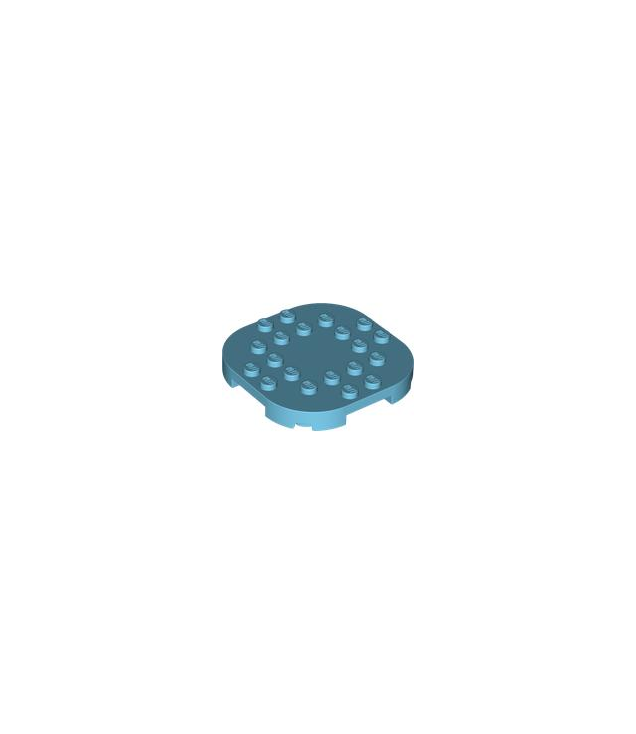 LEGO - Plaat, gemodificeerd 6 x 6 met afgeronde hoeken en 4 pootjes - Medium Azure | N
