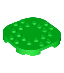 LEGO - Plaat, gemodificeerd 6 x 6 met afgeronde hoeken en 4 pootjes - Bright Green | N - Thumbnail