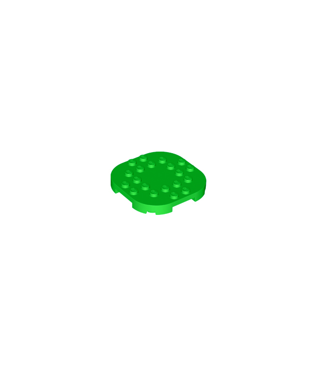 LEGO - Plaat, gemodificeerd 6 x 6 met afgeronde hoeken en 4 pootjes - Bright Green | N
