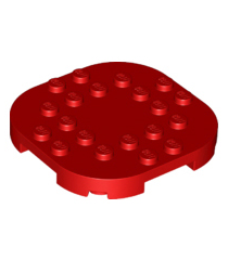 LEGO - Plaat, gemodificeerd 6 x 6 met afgeronde hoeken en 4 pootjes - Red | N - Thumbnail