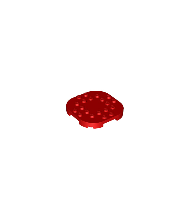 LEGO - Plaat, gemodificeerd 6 x 6 met afgeronde hoeken en 4 pootjes - Red | N