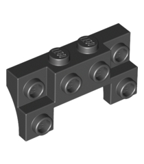 LEGO - Steen, gemodificeerd 2 x 4 - 1 x 4 met 2 verzonken noppen en smalle zijbogen - Black | N - Thumbnail