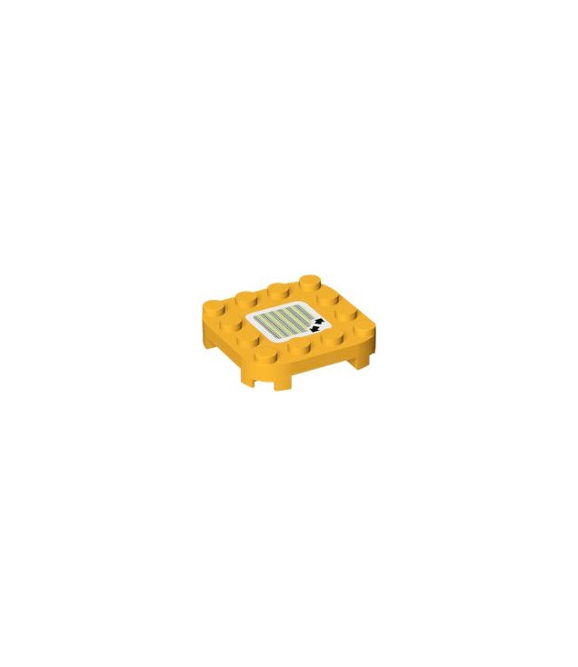 LEGO - Plaat, gemodificeerd 4 x 4 met afgeronde hoeken en 4 pootjes met Super Mario scancode 2 pijlen (sticker) - set 71409 - Bright Light Orange | N