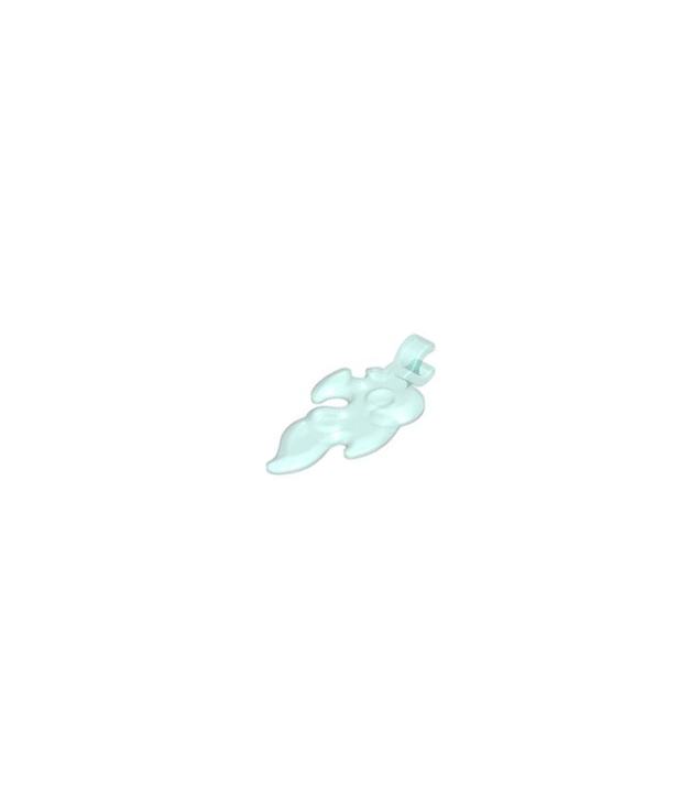 LEGO - Vlamvorm gebogen recht klein met clipuiteinde - Trans-Light Blue | N