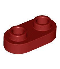LEGO - Plaat, rond 1 x 2 met open noppen - Dark Red | N - Thumbnail