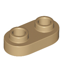 LEGO - Plaat, rond 1 x 2 met open noppen - Dark Tan | N - Thumbnail