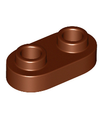 LEGO - Plaat, rond 1 x 2 met open noppen - Reddish Brown | N - Thumbnail