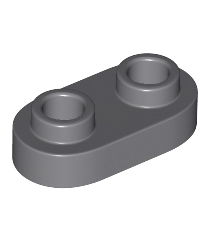 LEGO - Plaat, rond 1 x 2 met open noppen - Dark Bluish Gray | N - Thumbnail